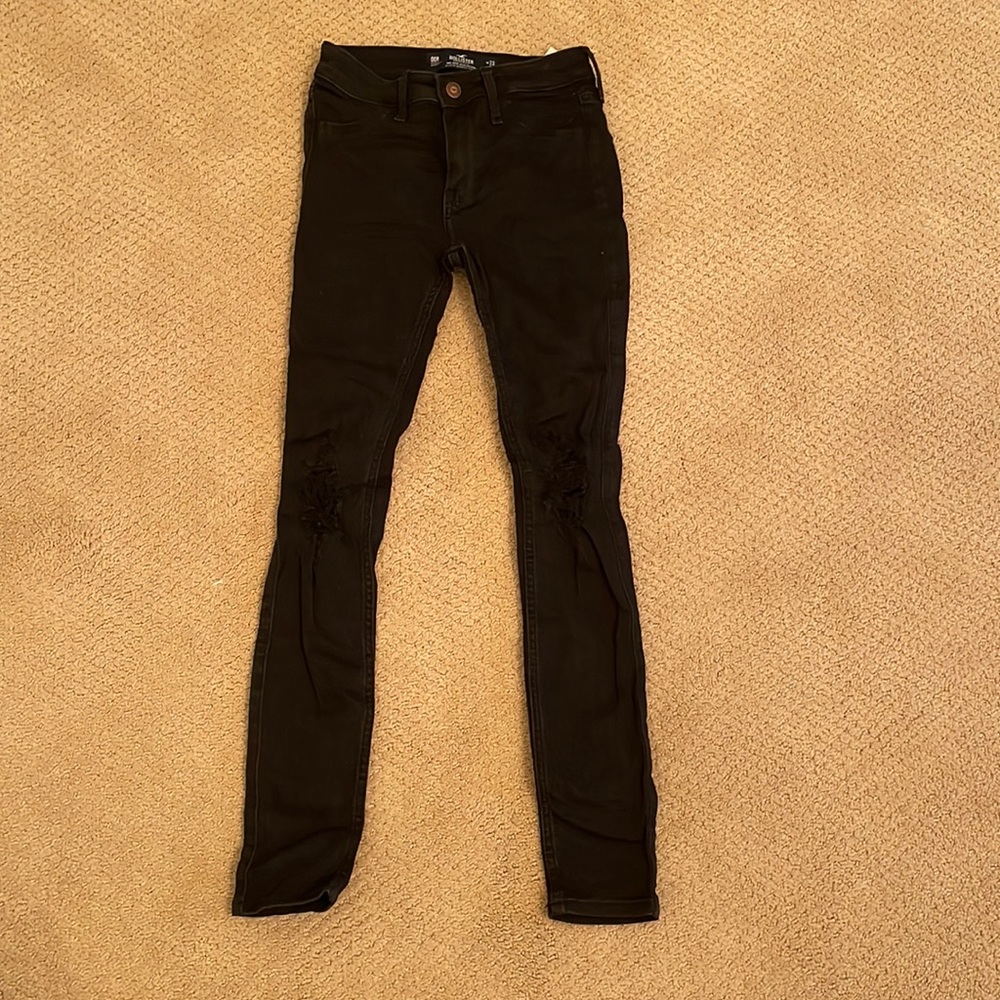 hollister black ripped skinny jeans